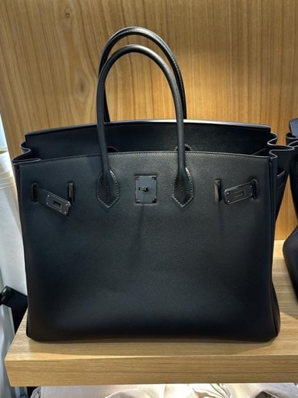 35CM SO BLACK BIRKIN DOMESTIC SWIFT RVD BLACK ON BLACK HARDWARE - Picture 4 of 5